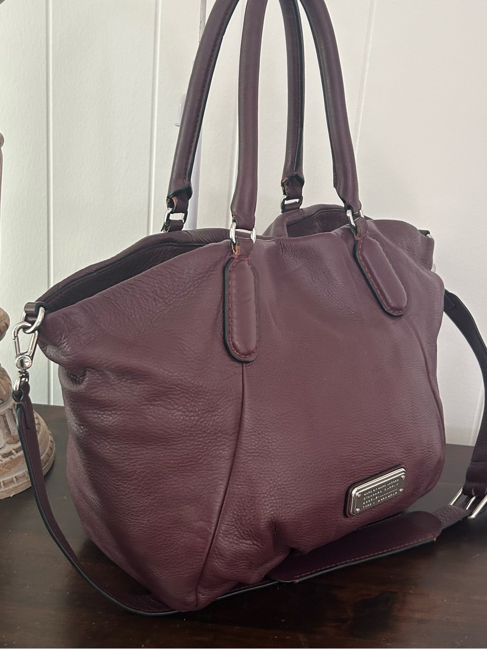 Marc by Marc Jacobs Burgundy Pebbled Leather Large Satchel Crossbody Bag - Picture 6 of 14